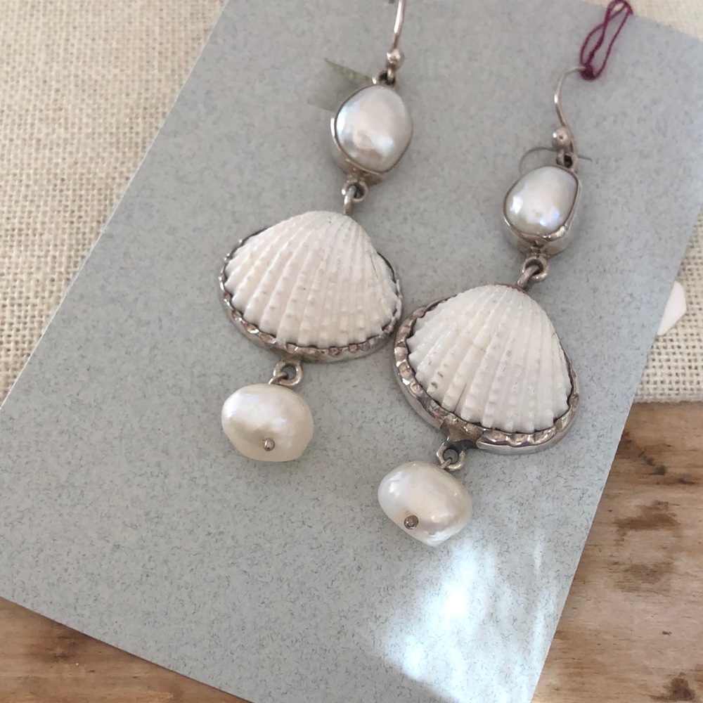 COPY - New sterling silver, FWP  shell earrings.